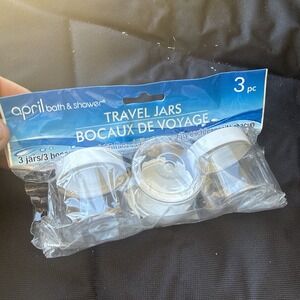 Clear Travel Jars with White Lids 3 Pieces 1oz- New